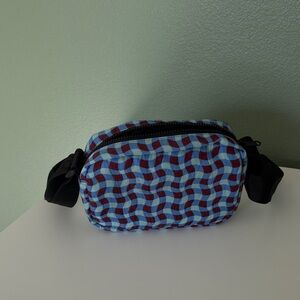BAGGU Blue and Red Patterned Crossbody Bag